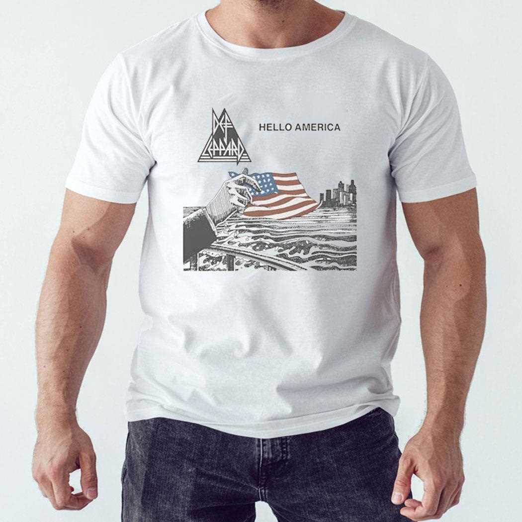 Hello America Flag Def Leppard Logo Shirt