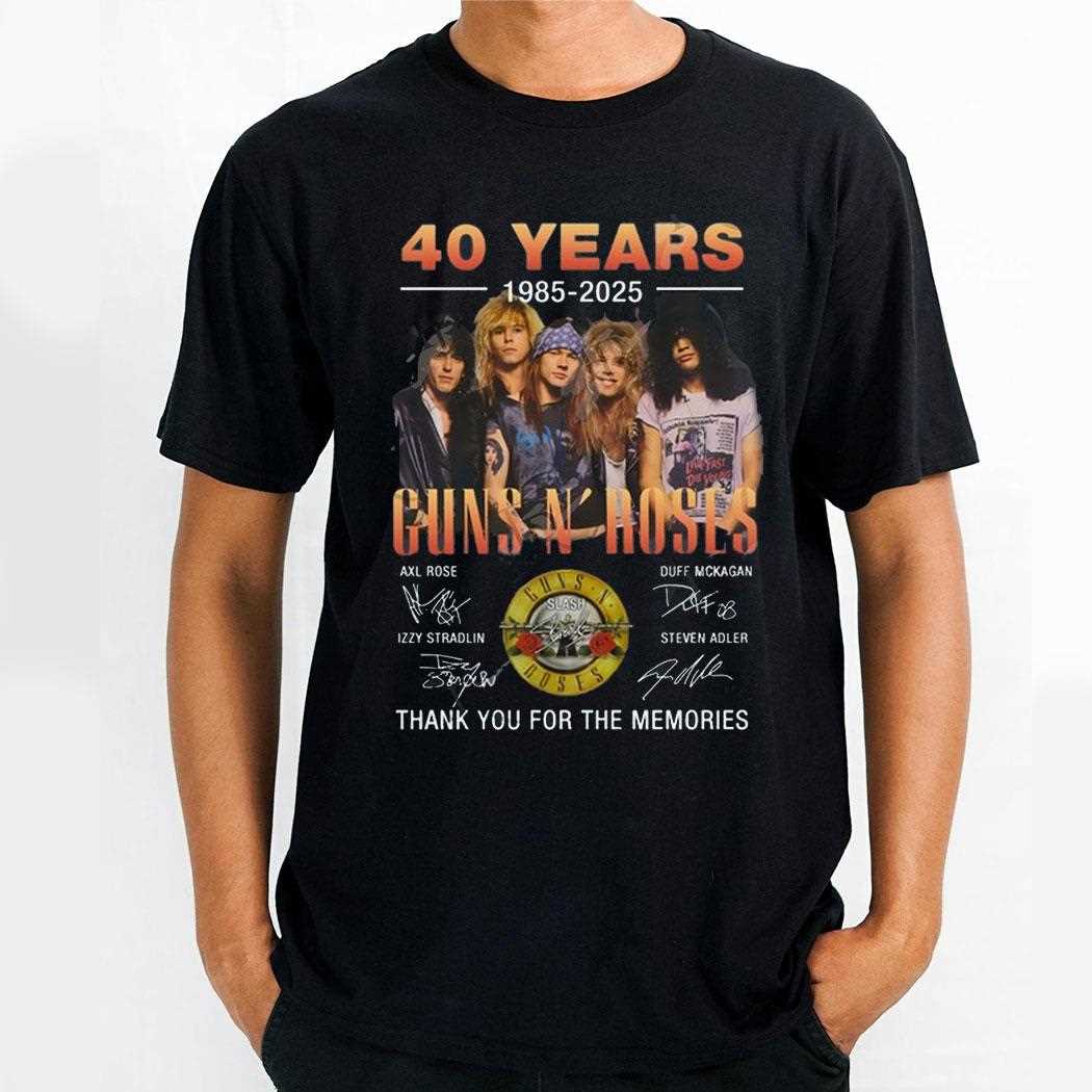 40 Years 1985 2025 Guns N Roses Thank You For The Memories Shirt