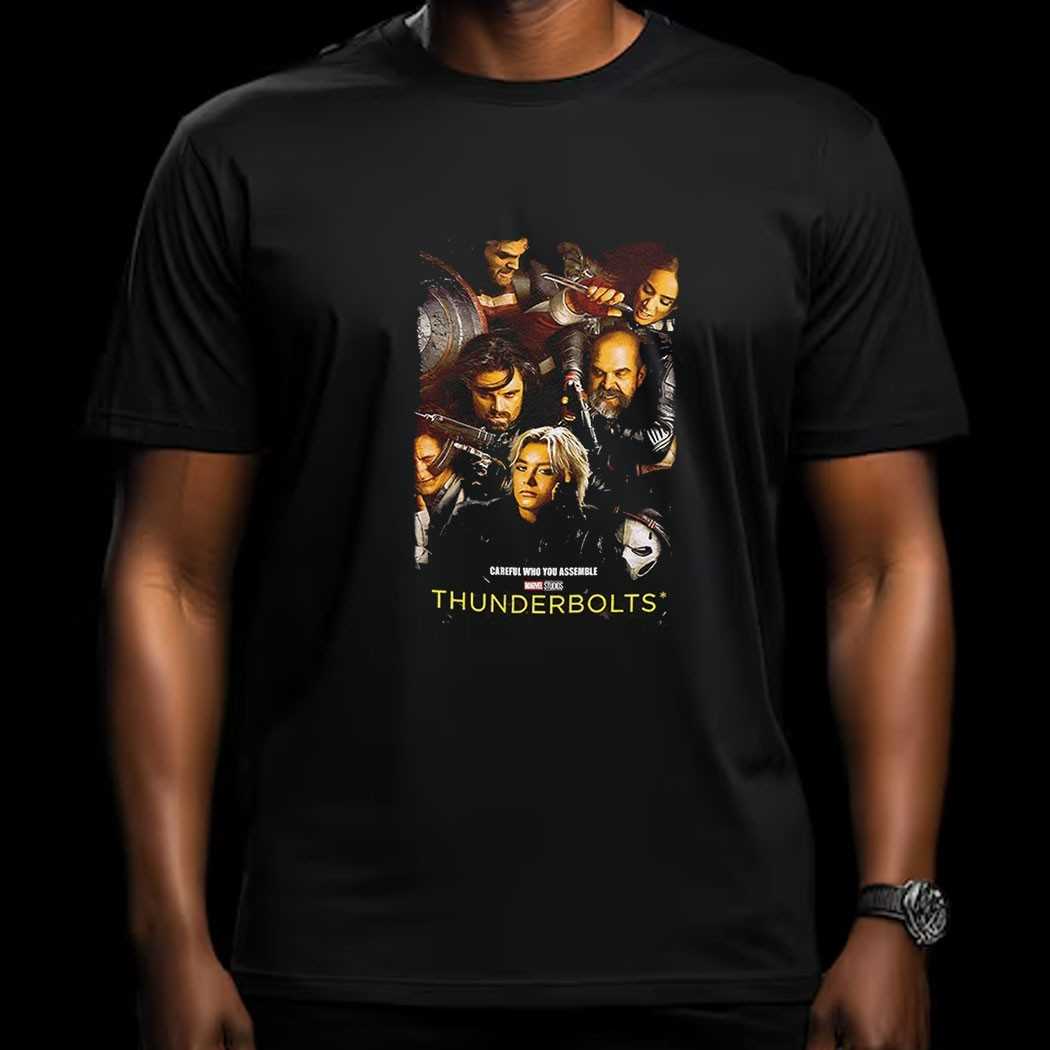 Marvel Thunderbolts Careful Who You Assemble Poster Shirt Marvel Thunderbolts Careful Who You Assemble Poster Shirt