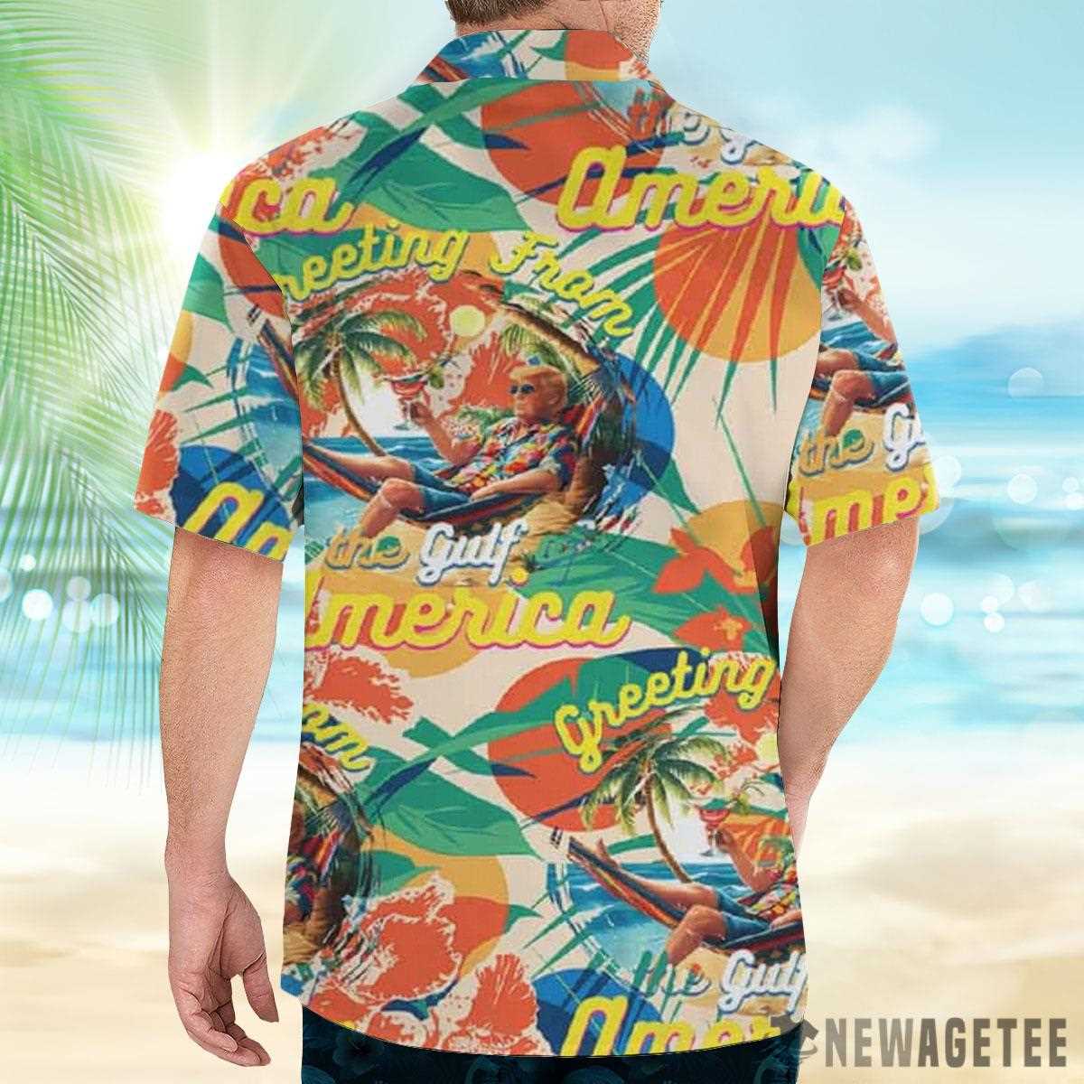 Trump Greeting From The Gulf Of America Hawaiian Shirt Shorts