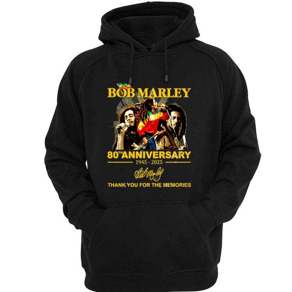 Bob Marley 80th Anniversary 1945 2025 Thank You For The Memories Shirt Bob Marley 80th Anniversary 1945 2025 Thank You For The Memories Shirt