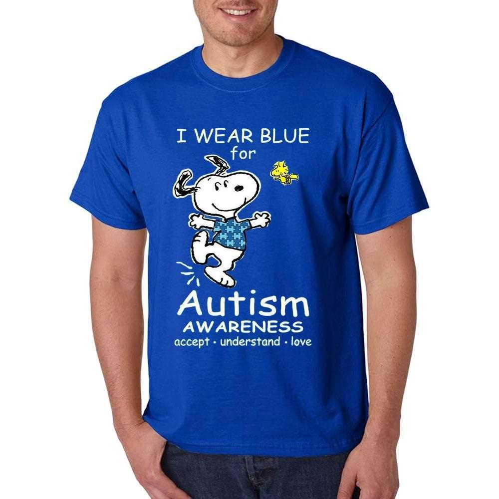 I Wear Blue For Autism Awareness Charlie And Snoopy Shirt I Wear Blue For Autism Awareness Charlie And Snoopy Shirt