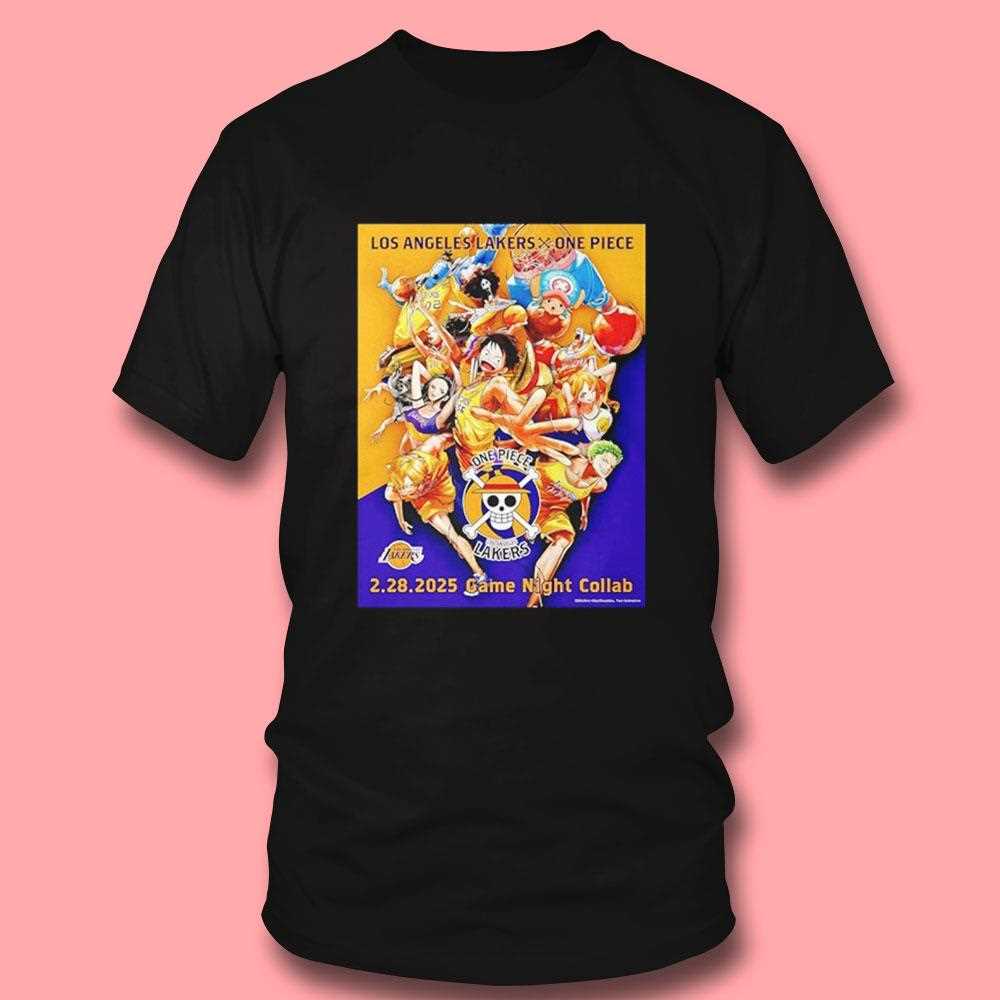 Los Angeles Lakers X One Piece Character Poster Game Night Collab Shirt Los Angeles Lakers X One Piece Character Poster Game Night Collab Shirt