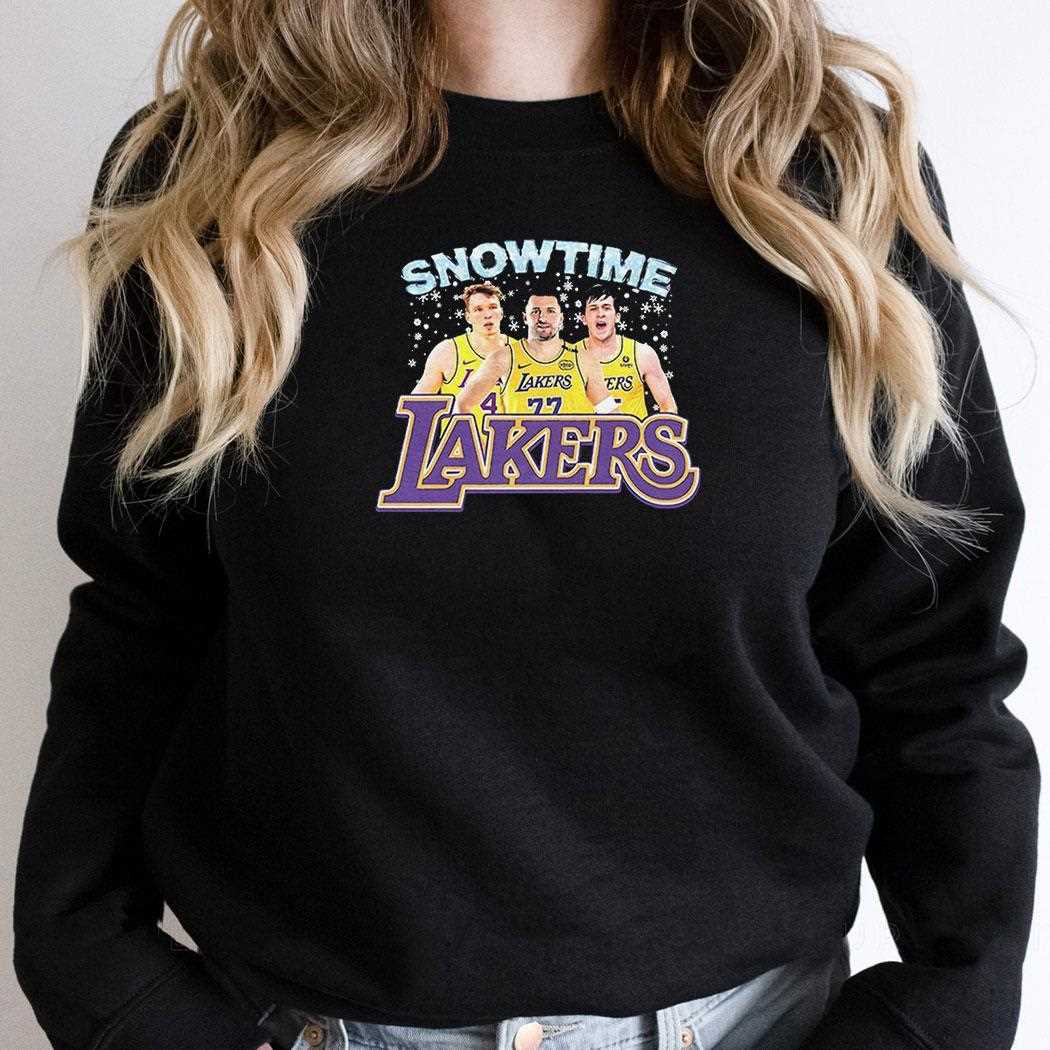 Snowtime Lakers Luka Doncic Austin Reaves Dalton Knecht Shirt Snowtime Lakers Luka Doncic Austin Reaves Dalton Knecht Shirt