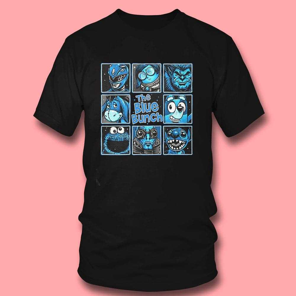 The Blue Bunch Blue Ranger Sadness Beast Eeyore Bluey Cookie Monster Abe Sapien And Stitch Shirt The Blue Bunch Blue Ranger Sadness Beast Eeyore Bluey Cookie Monster Abe Sapien And Stitch Shirt