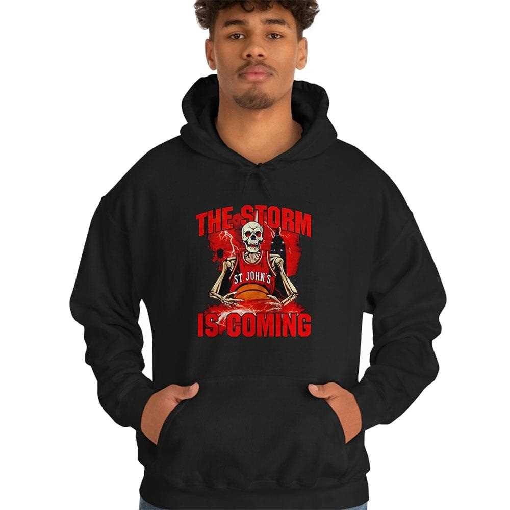 St Johns Red Storm Mens Basketball Skeleton The Storm Is Coming Shirt St Johns Red Storm Mens Basketball Skeleton The Storm Is Coming Shirt