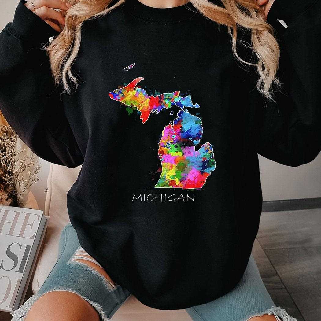 Colorful Michigan Map Art Shirt Colorful Michigan Map Art Shirt
