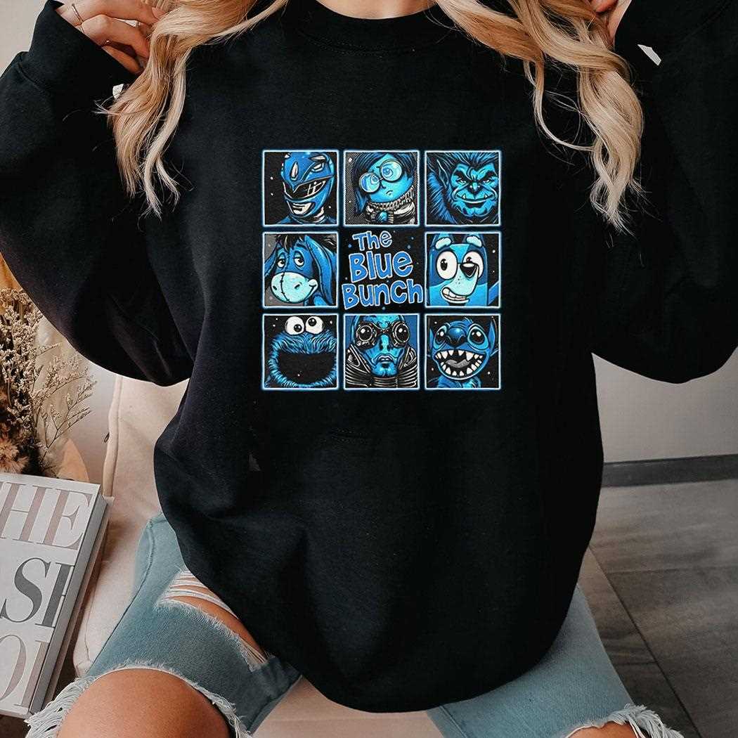 The Blue Bunch Blue Ranger Sadness Beast Eeyore Bluey Cookie Monster Abe Sapien And Stitch Shirt The Blue Bunch Blue Ranger Sadness Beast Eeyore Bluey Cookie Monster Abe Sapien And Stitch Shirt
