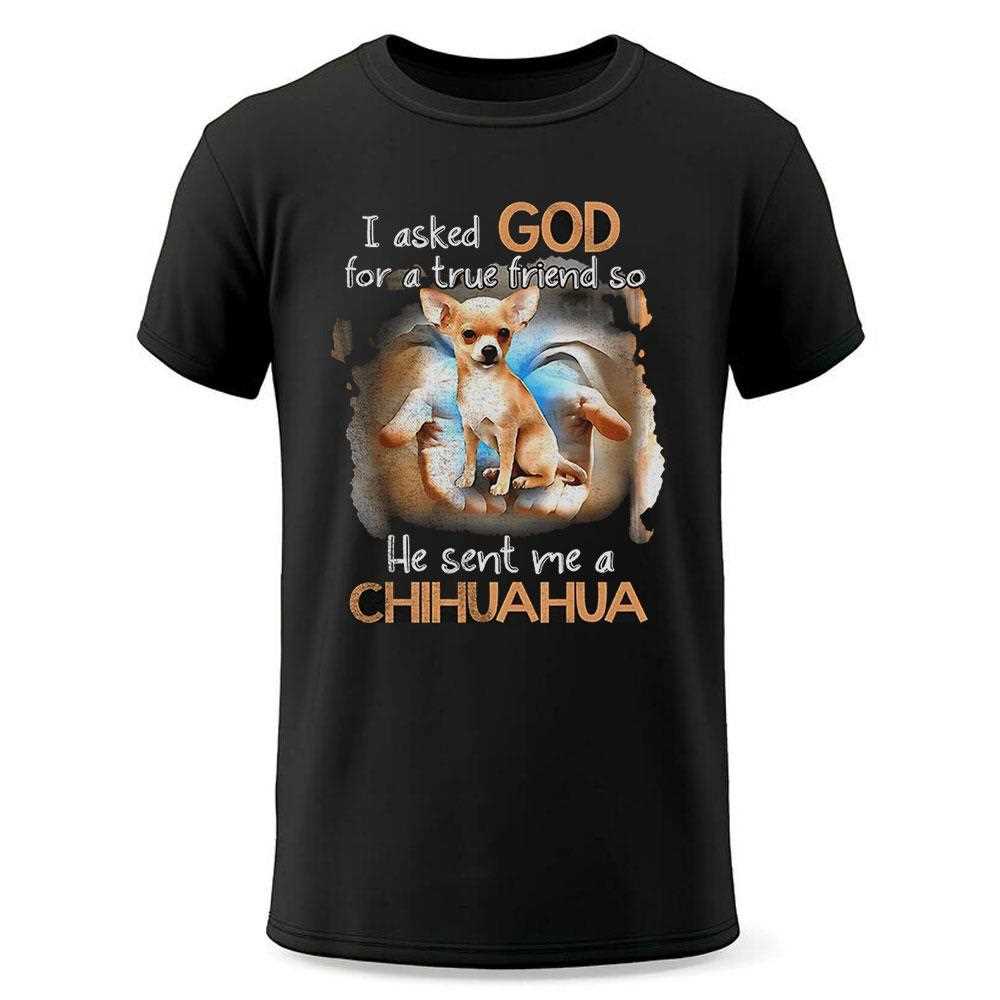 I Asked God For A True Friend So He Sent Me A Chihuahua Shirt I Asked God For A True Friend So He Sent Me A Chihuahua Shirt