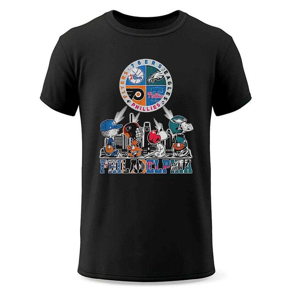Peanuts Abbey Road Philadelphia Flyers 76ers Eagles Phillies Skyline City Shirt Peanuts Abbey Road Philadelphia Flyers 76ers Eagles Phillies Skyline City Shirt