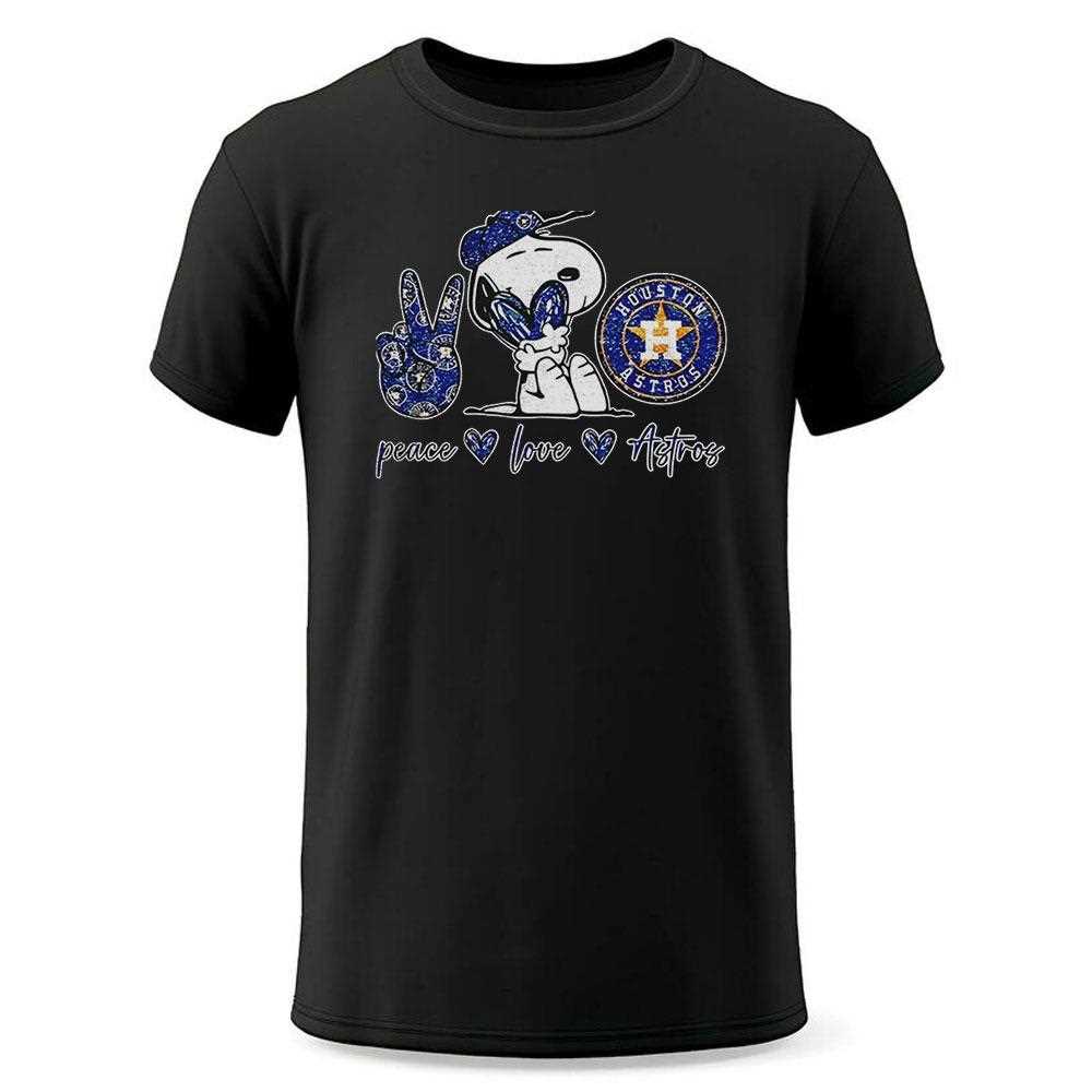 Snoopy Peanuts Houston Astros Love Peace Shirt Snoopy Peanuts Houston Astros Love Peace Shirt
