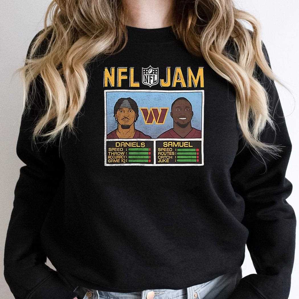 Jayden Daniels And Deebo Samuel Washington Commanders Nfl Jam Shirt Jayden Daniels And Deebo Samuel Washington Commanders Nfl Jam Shirt