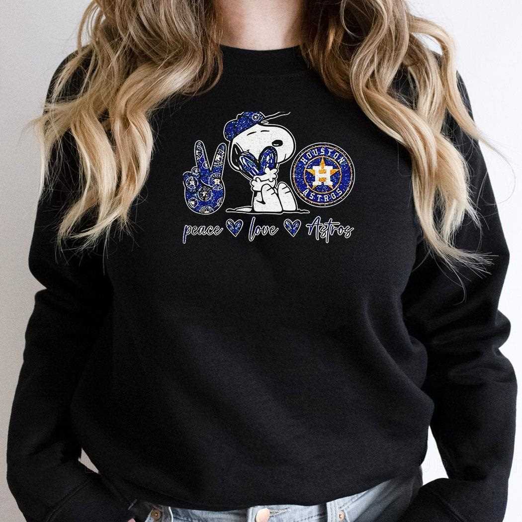 Snoopy Peanuts Houston Astros Love Peace Shirt Snoopy Peanuts Houston Astros Love Peace Shirt