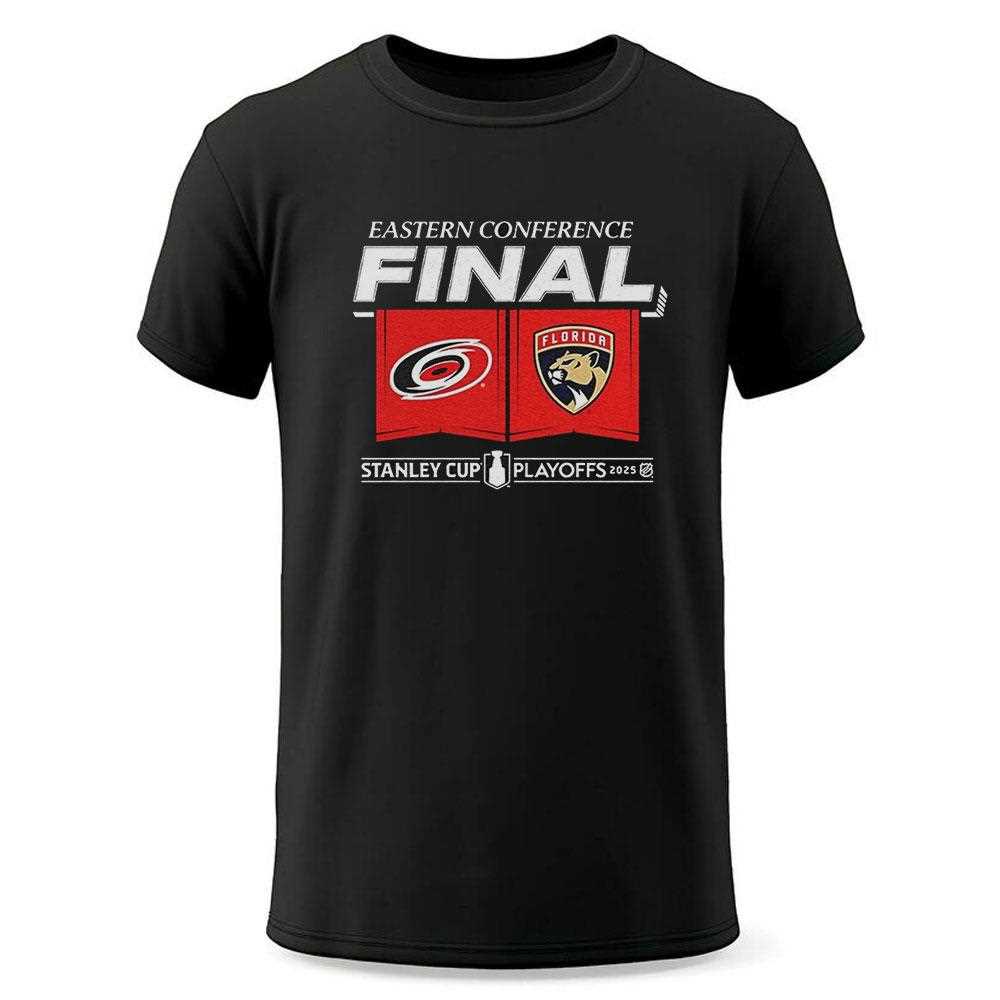Carolina Hurricanes Vs Florida Panthers 2025 Eastern Conference Finals Matchup Center Ice Shirt Carolina Hurricanes Vs Florida Panthers 2025 Eastern Conference Finals Matchup Center Ice Shirt