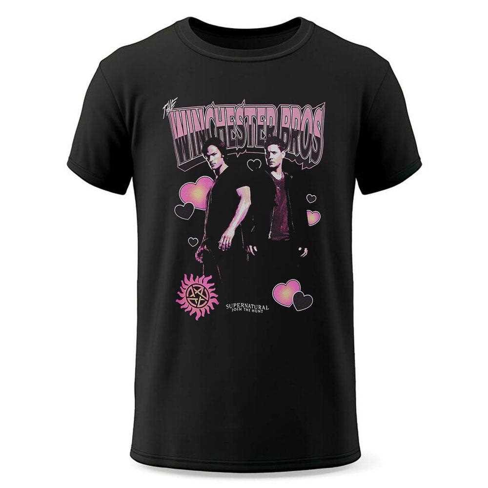 Supernatural Winchester Bros Portrait Hearts Shirt Supernatural Winchester Bros Portrait Hearts Shirt