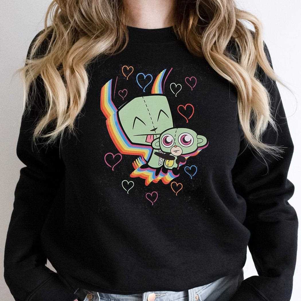 Invader Zim Gir Rainbow Hearts Shirt Invader Zim Gir Rainbow Hearts Shirt