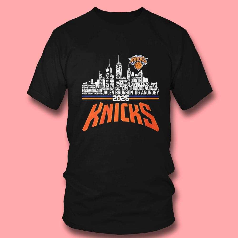 Jalen Brunson Og Anunoby Coach Tom Thibodeau 2025 New York Knicks Skyline City Roster Shirt Jalen Brunson Og Anunoby Coach Tom Thibodeau 2025 New York Knicks Skyline City Roster Shirt