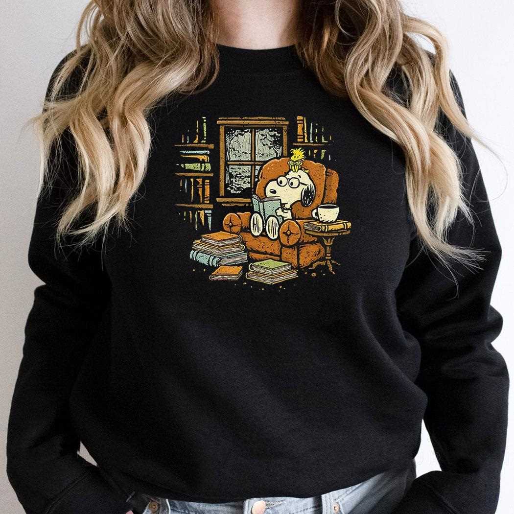 Snoopy And Woodstock Reading Books On A Rainy Day Shirt Snoopy And Woodstock Reading Books On A Rainy Day Shirt
