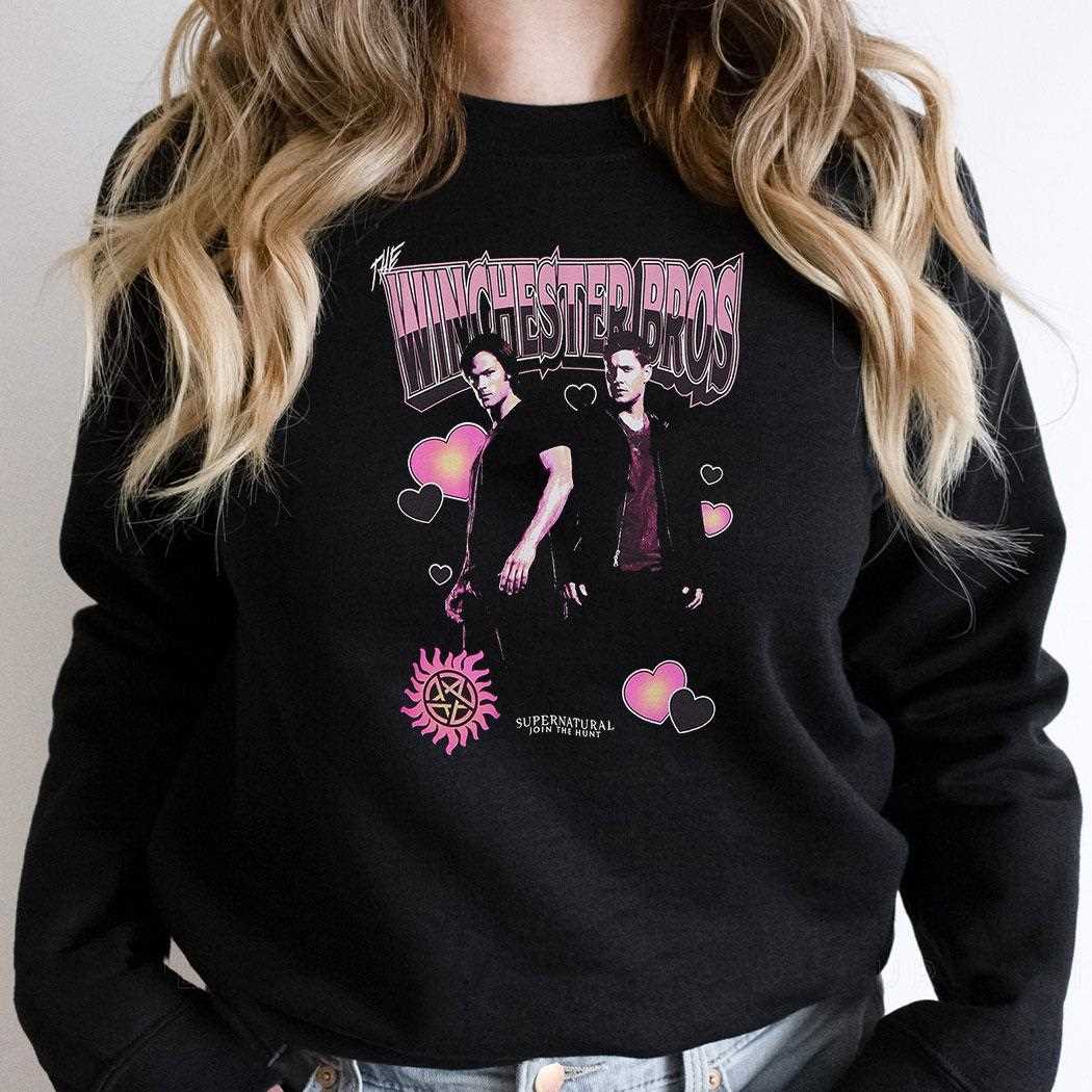 Supernatural Winchester Bros Portrait Hearts Shirt Supernatural Winchester Bros Portrait Hearts Shirt
