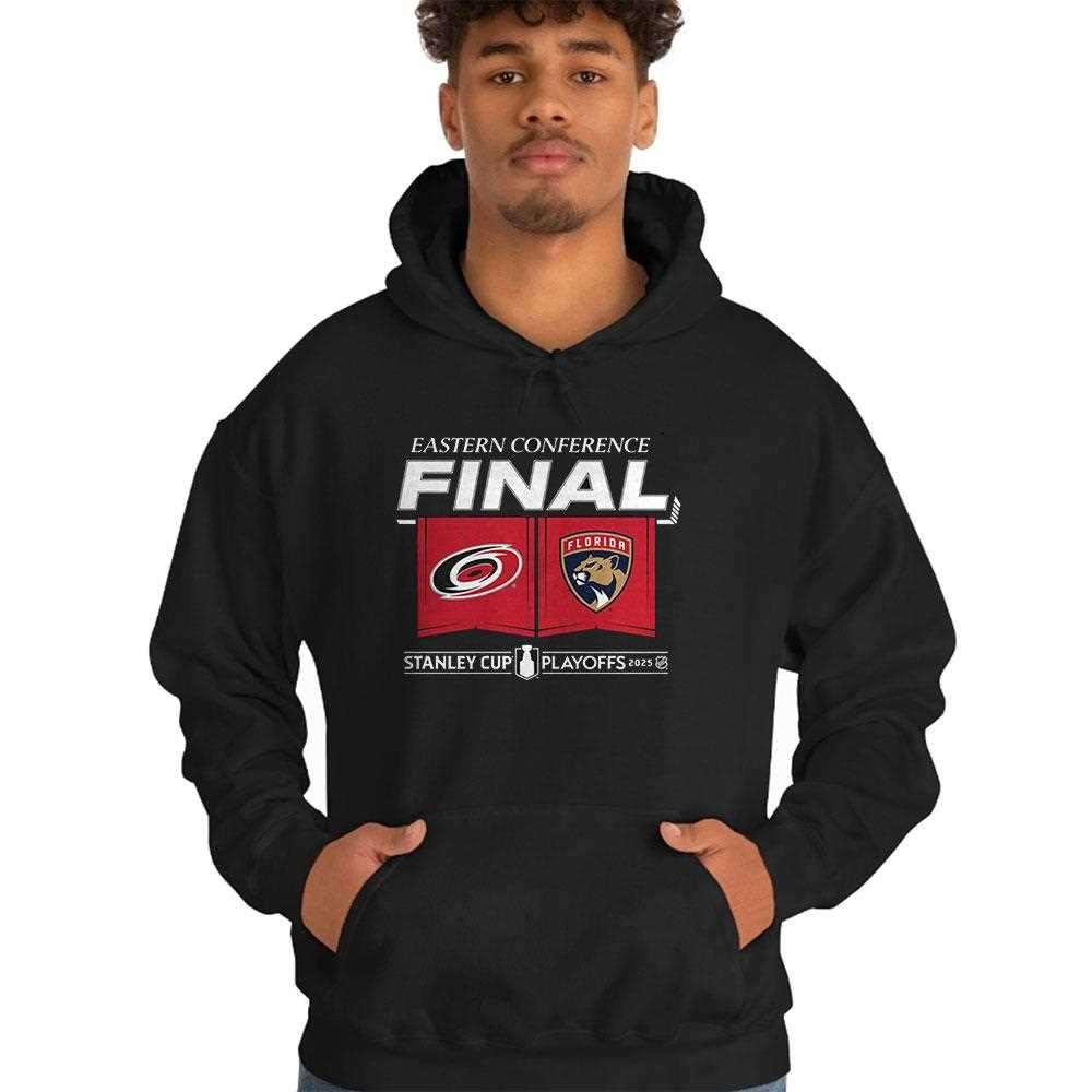 Carolina Hurricanes Vs Florida Panthers 2025 Eastern Conference Finals Matchup Center Ice Shirt Carolina Hurricanes Vs Florida Panthers 2025 Eastern Conference Finals Matchup Center Ice Shirt