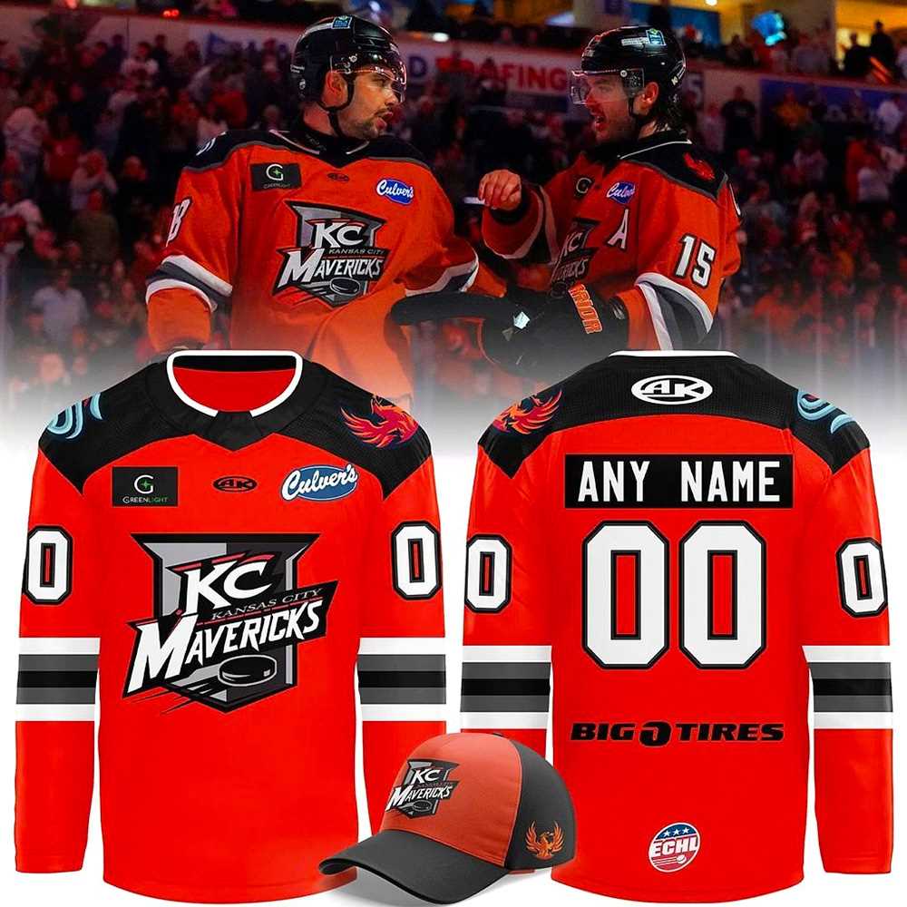 Kansas City Mavericks Replica Orange A New Hockey Jersey Personalized Name