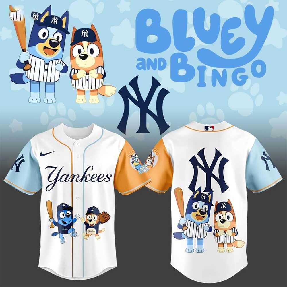 New York Yankees X Bluey And Bingo Hot 2025 For Fans Baseball Jersey