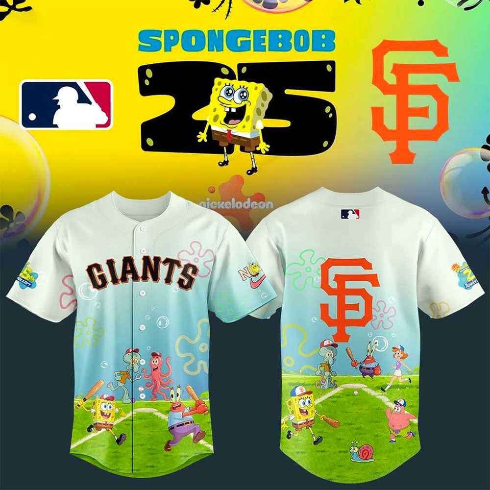 San Francisco Giants X Spongebob Squarepants 25th Anniversary 2025 Baseball Jersey San Francisco Giants X Spongebob Squarepants 25th Anniversary 2025 Baseball Jersey