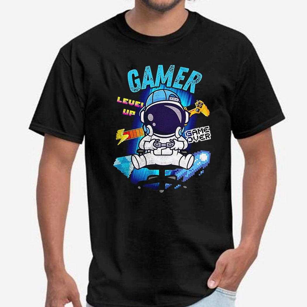 Astronaut Gamer Level Up Game Over Shirt