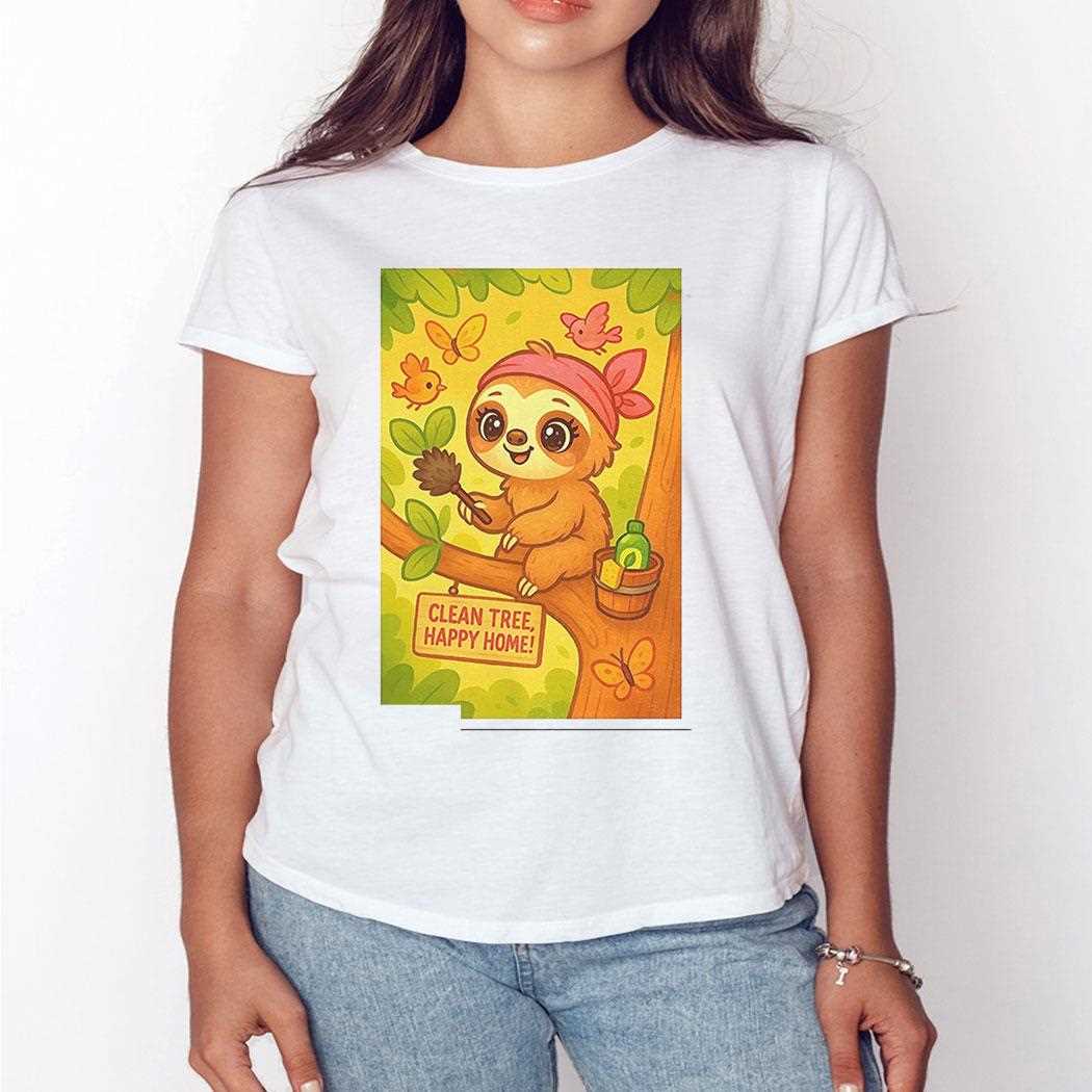 Cute Sloth Clean Tree Happy Home Shirt Cute Sloth Clean Tree Happy Home Shirt