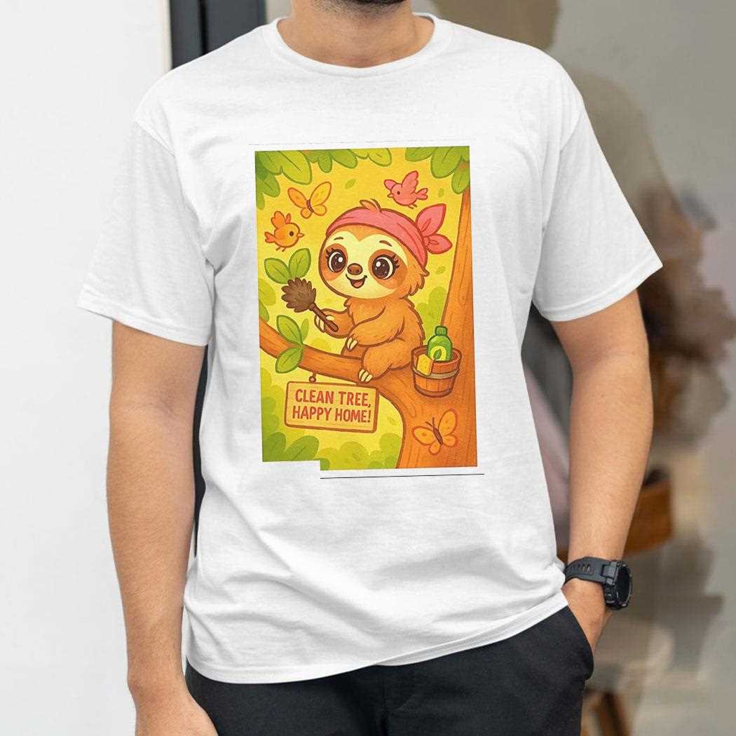 Cute Sloth Clean Tree Happy Home Shirt Cute Sloth Clean Tree Happy Home Shirt