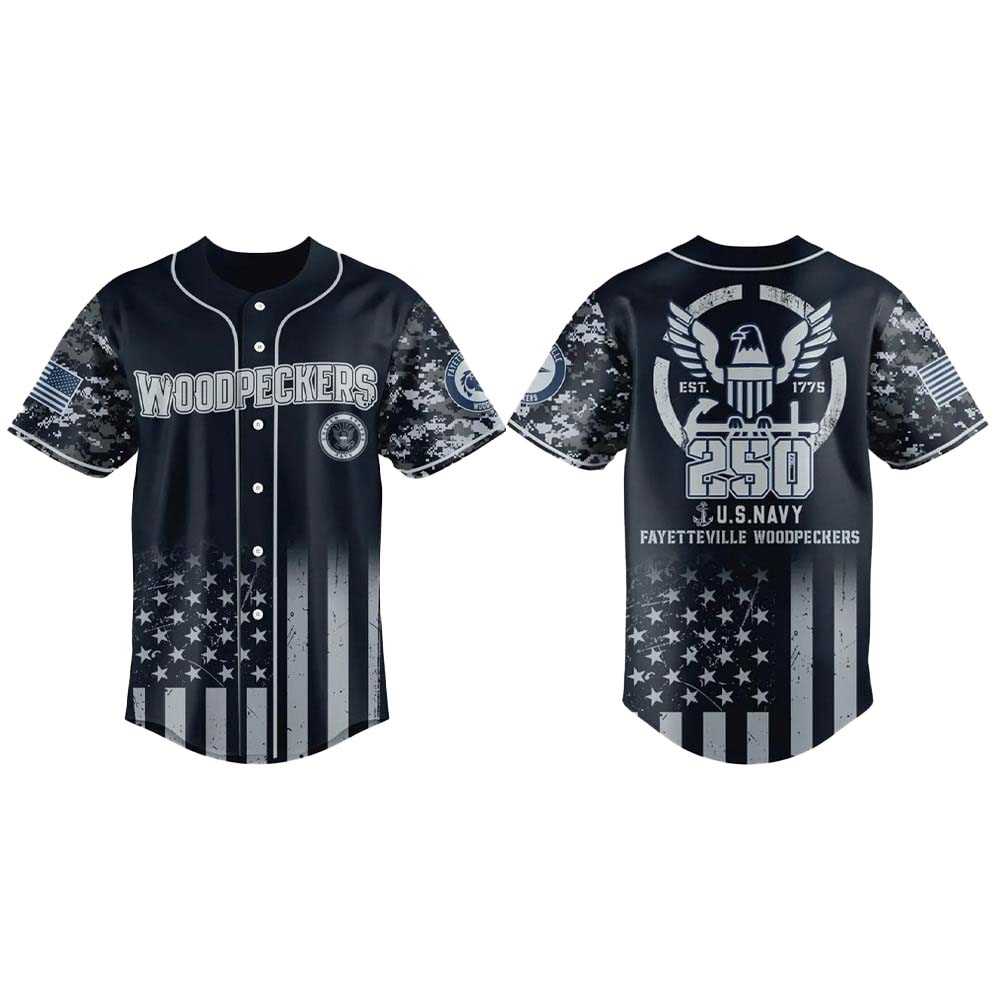 2025 Fayetteville Woodpeckers Us Navy 250th Birthday Jersey