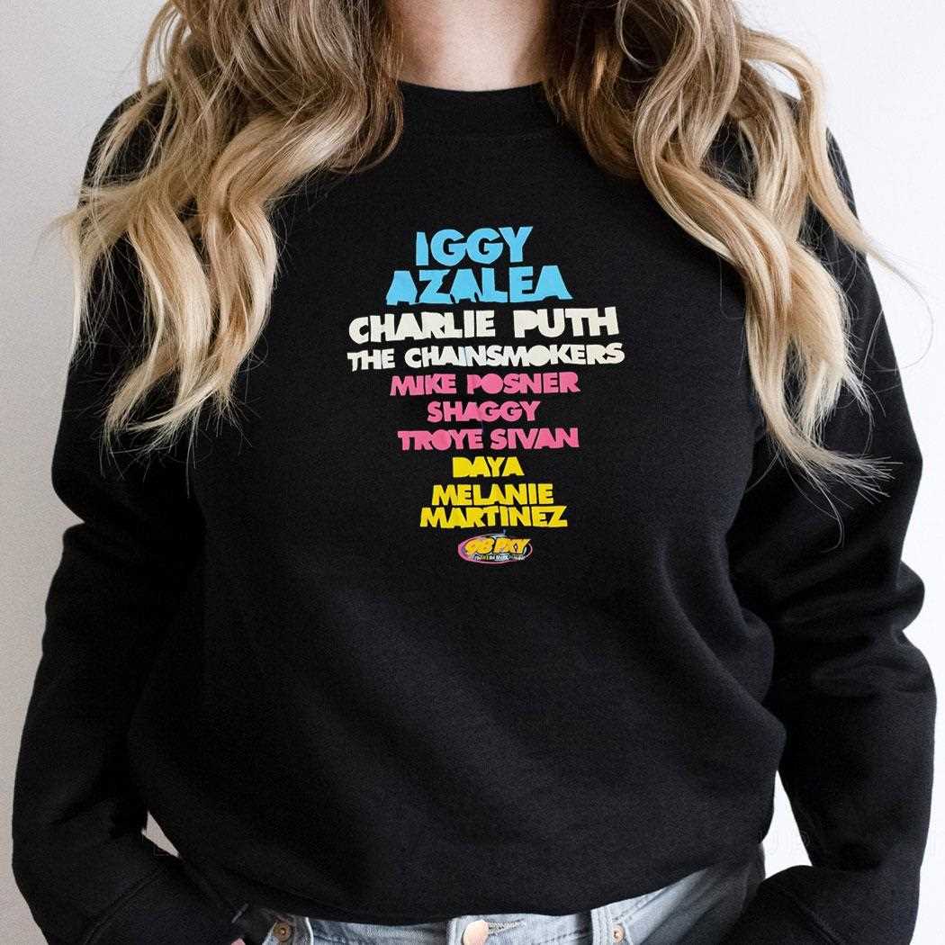 Iggy Azalea Charlie Puth The Chainsmokers Mike Posner Shaggy Troye Sivan Shirt Iggy Azalea Charlie Puth The Chainsmokers Mike Posner Shaggy Troye Sivan Shirt