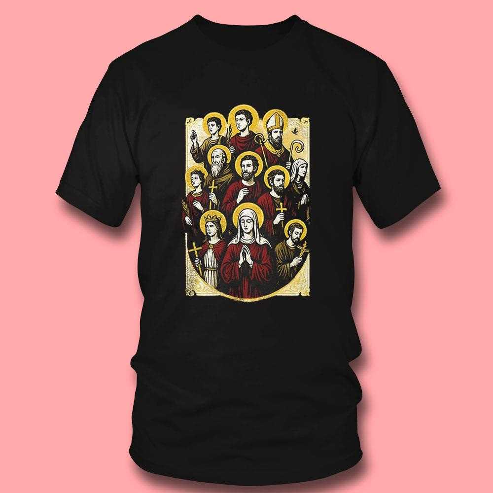 Catholic Saints Collage Religious Icon Art Shirt