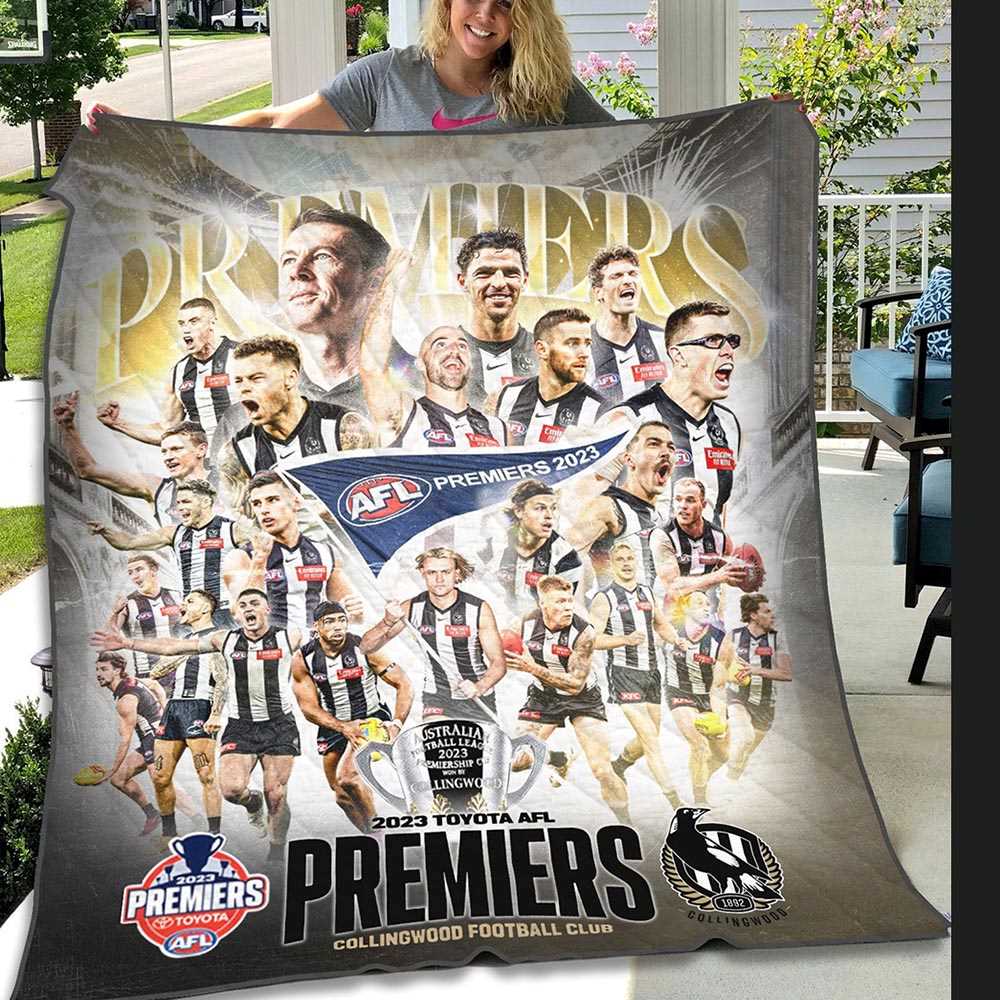 Collingwood Magpies 2023 Afl Grand Final Premiers Fleece Blanket Quilt Collingwood Magpies 2023 Afl Grand Final Premiers Fleece Blanket Quilt