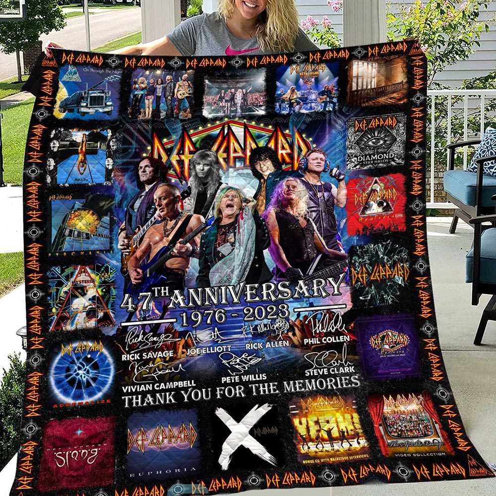 Def Leppard 47th Anniversary 1976 2023 Memories Fleece Blanket Quilt