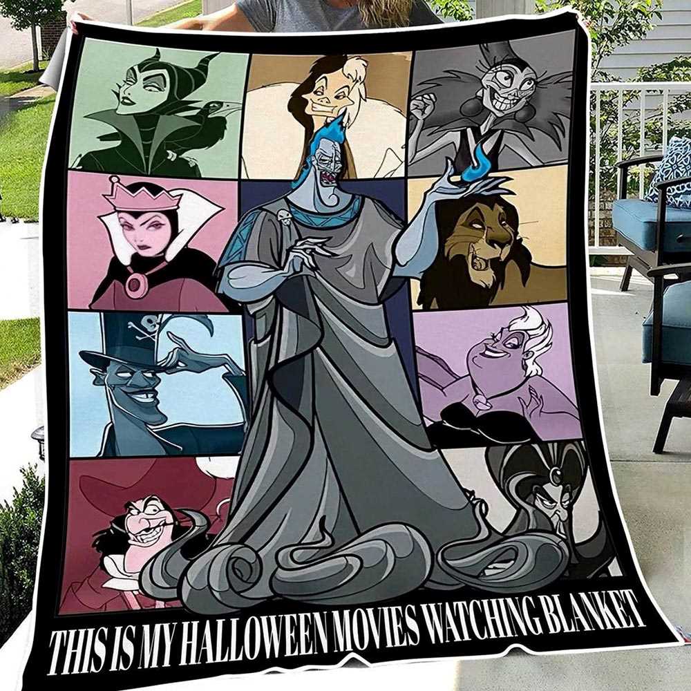 Disney Villains My Halloween Movies Watching Fleece Blanket Quilt