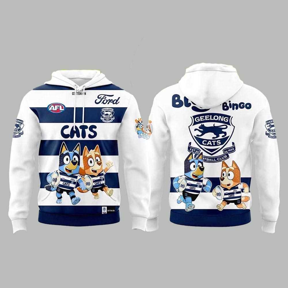 Geelong Cats X Bluey And Bingo Hoodie For Afl Fan