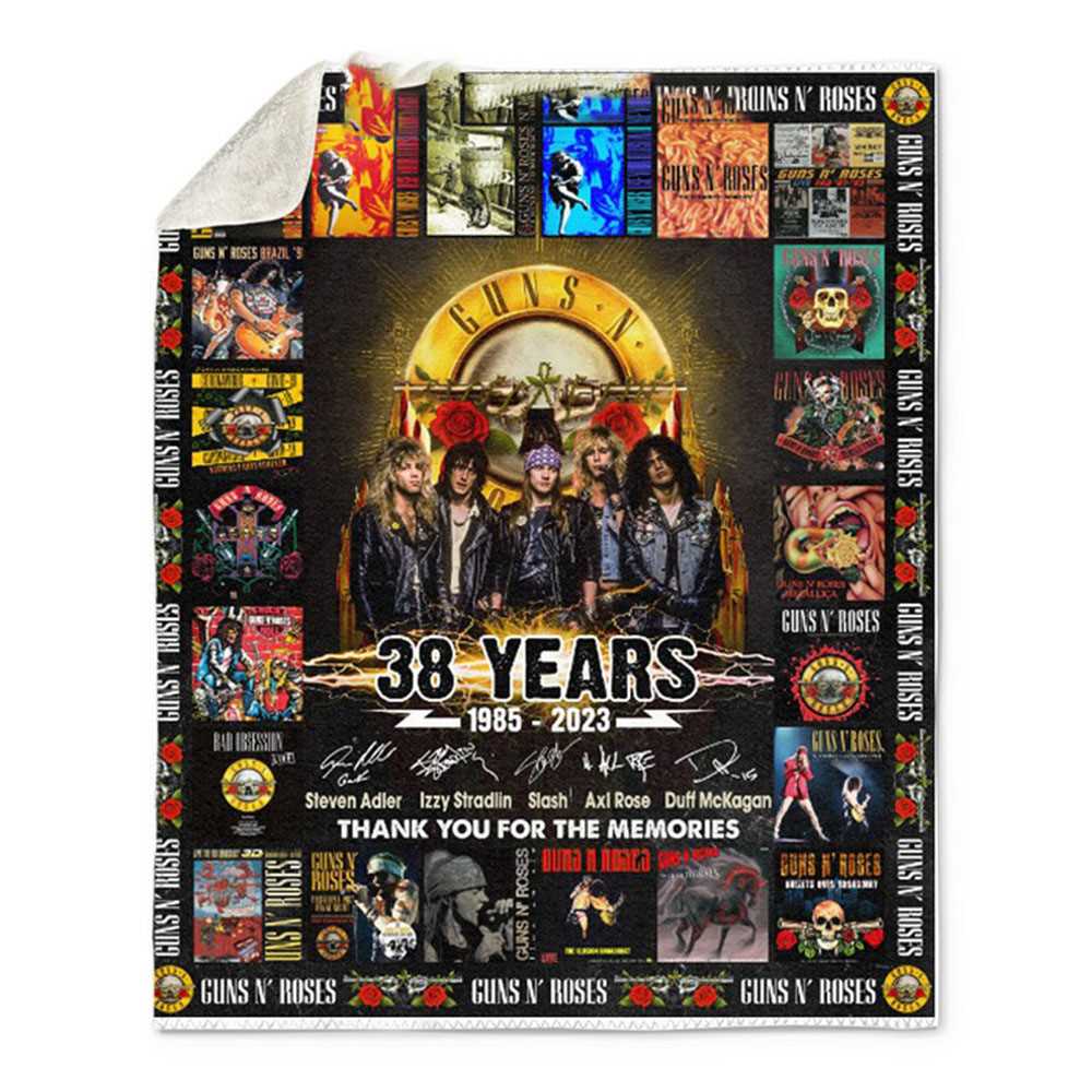 Guns N Roses 38 Years 1985-2023 Thank You For The Memories Fleece Blanket Quilt