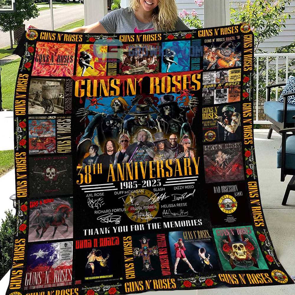 Guns N Roses 38th Anniversary 1985-2023 Fleece Blanket Quilt