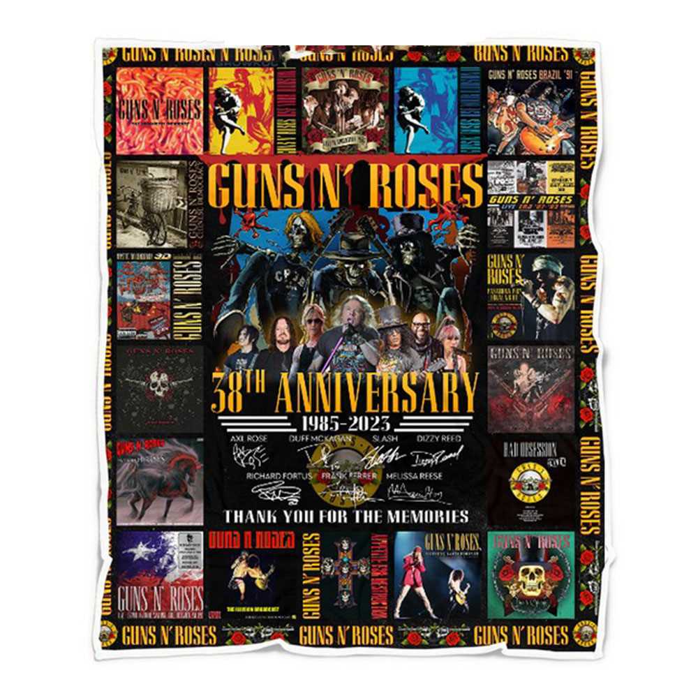 Guns N Roses 38th Anniversary 1985-2023 Fleece Blanket Quilt