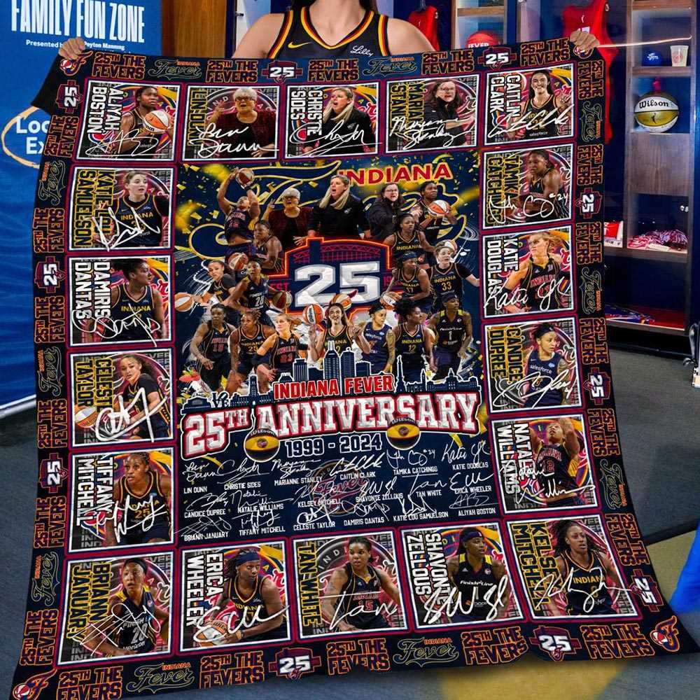 Indiana Fever 25th Anniversary 1999-2024 The Fevers Fleece Blanket Quilt