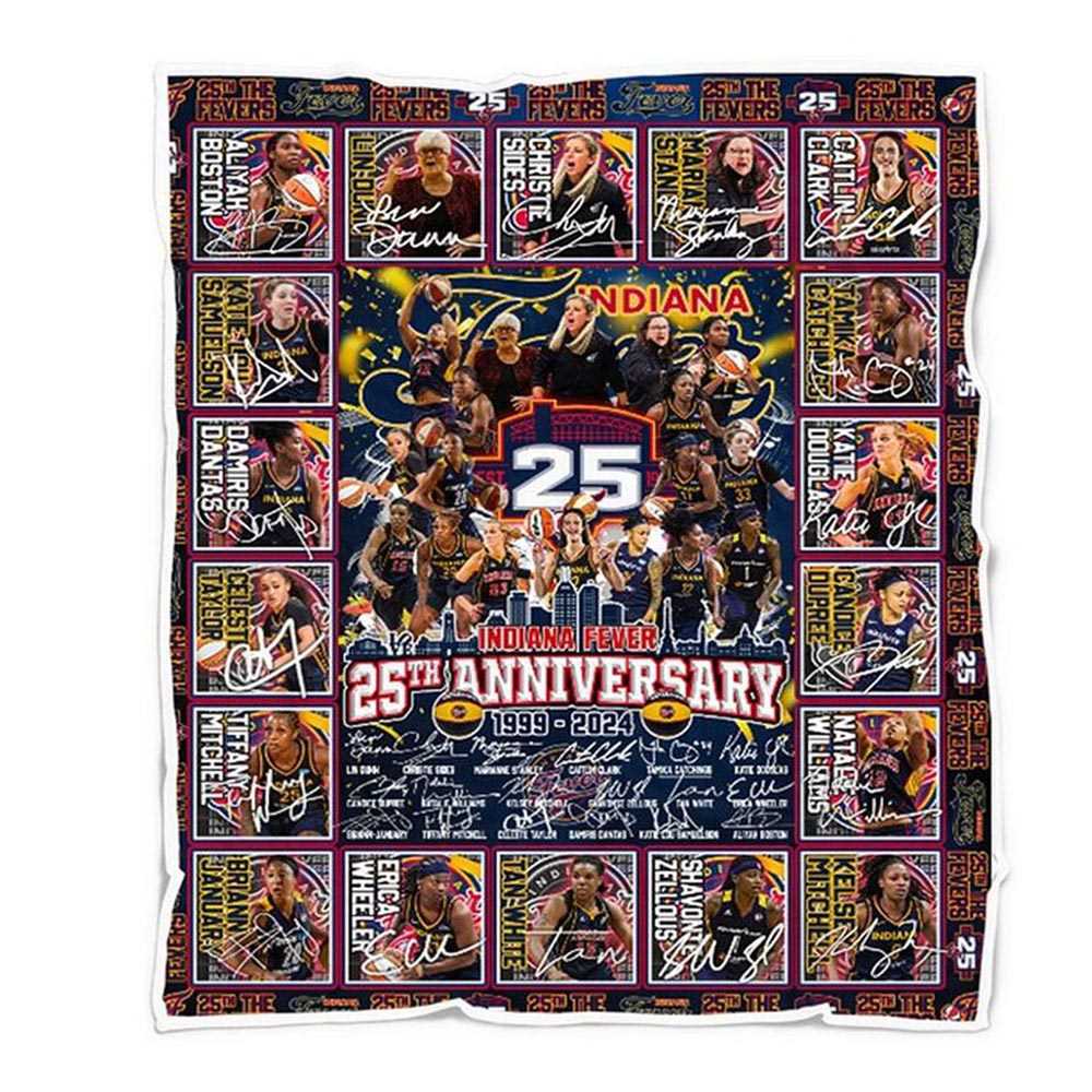 Indiana Fever 25th Anniversary 1999-2024 The Fevers Fleece Blanket Quilt