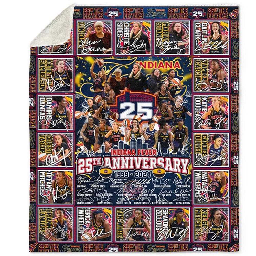 Indiana Fever 25th Anniversary 1999-2024 The Fevers Fleece Blanket Quilt Indiana Fever 25th Anniversary 1999-2024 The Fevers Fleece Blanket Quilt