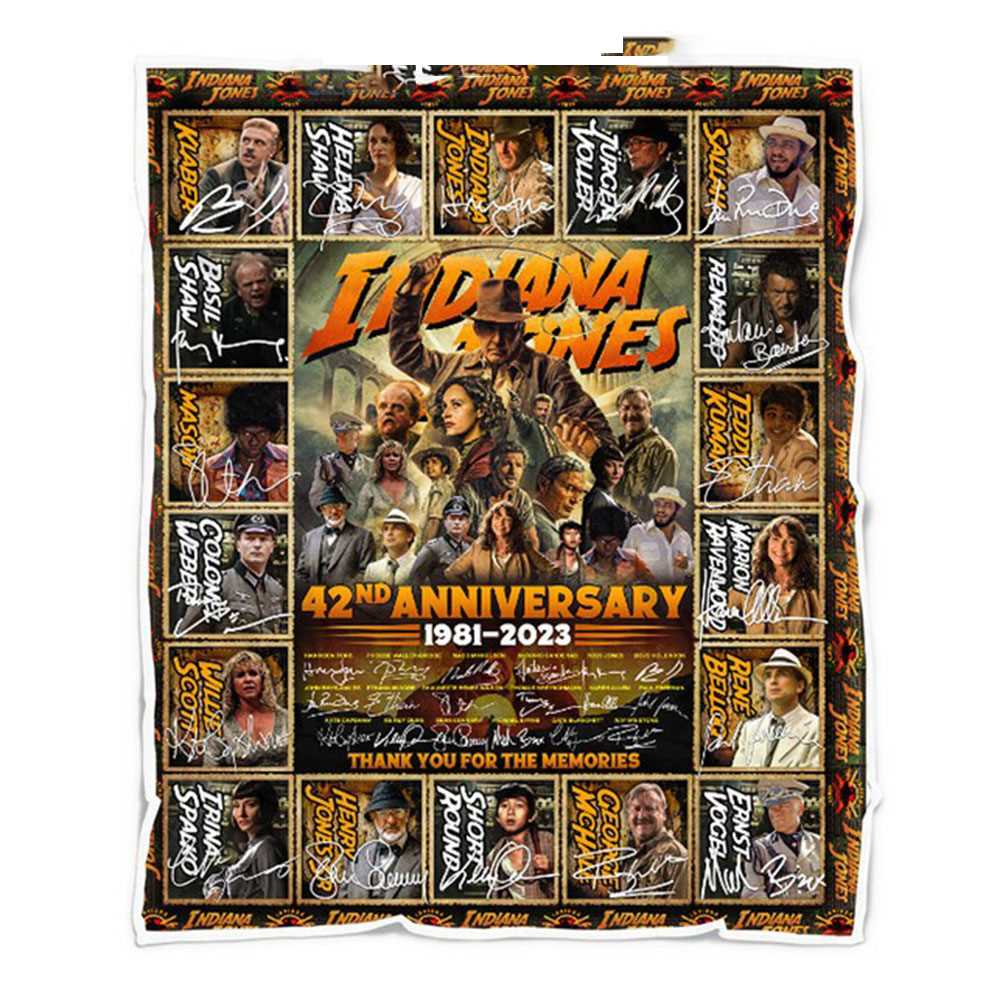 Indiana Jones 42nd Anniversary 1981 2023 Memories Fleece Blanket Quilt