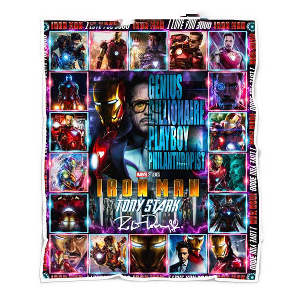 Iron Man I Love You 3000 Tony Stark Fleece Blanket Quilt
