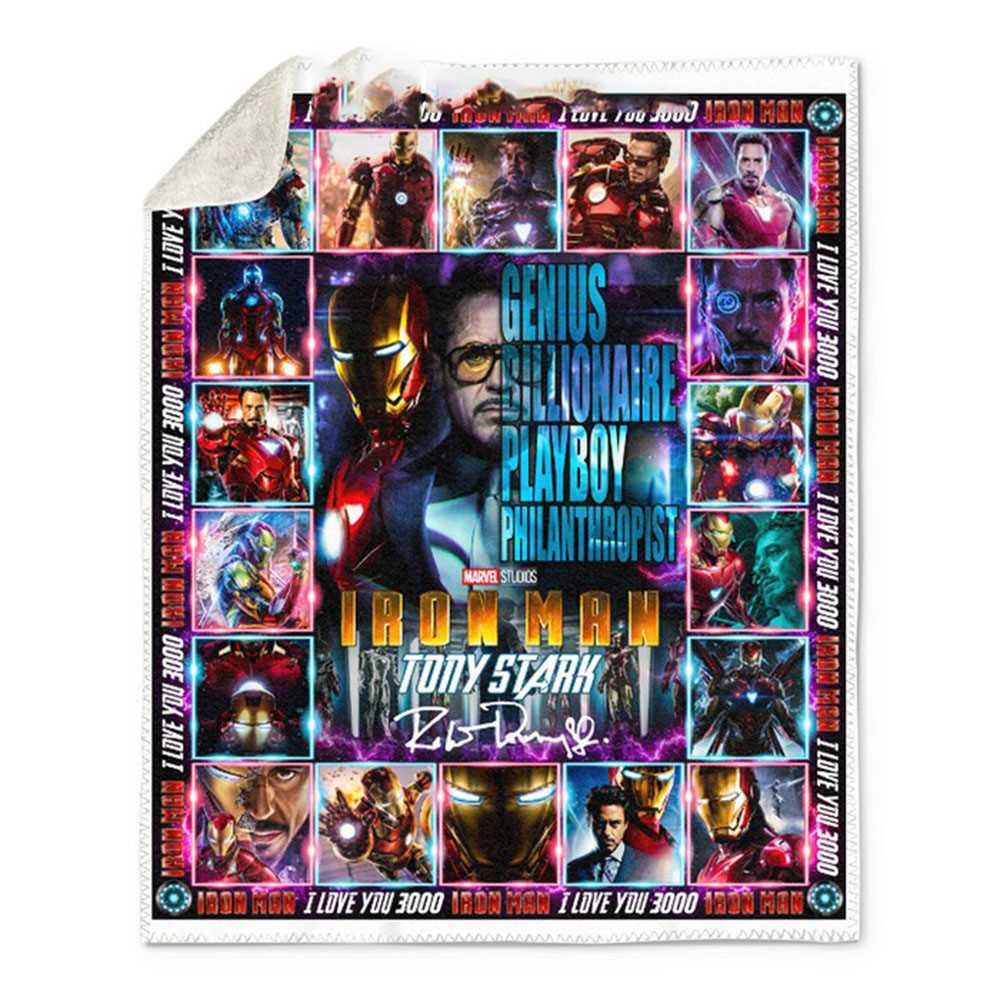 Iron Man I Love You 3000 Tony Stark Fleece Blanket Quilt
