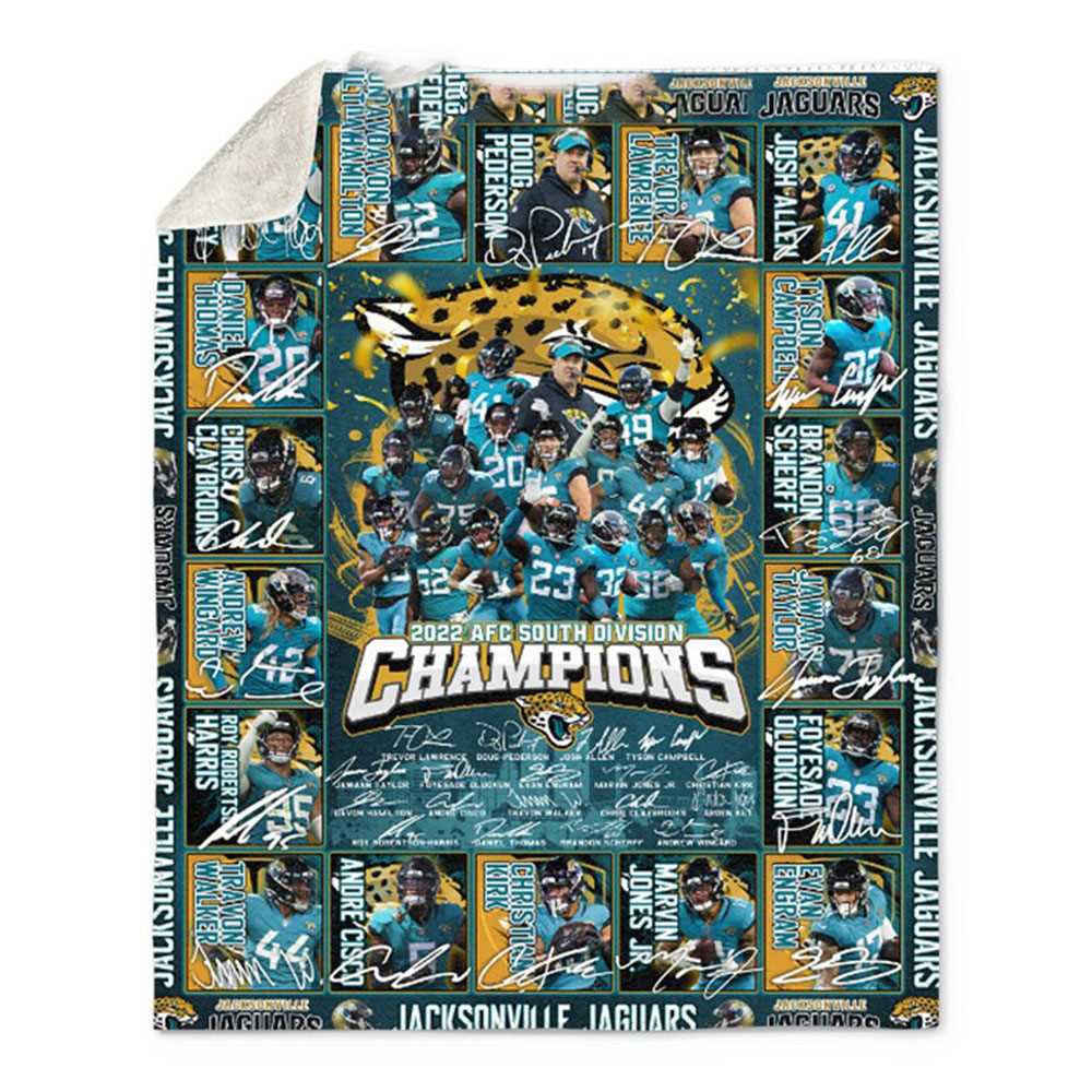 Jacksonville Jaguars 2022 Afc South Division Champions Fleece Blanket Jacksonville Jaguars 2022 Afc South Division Champions Fleece Blanket