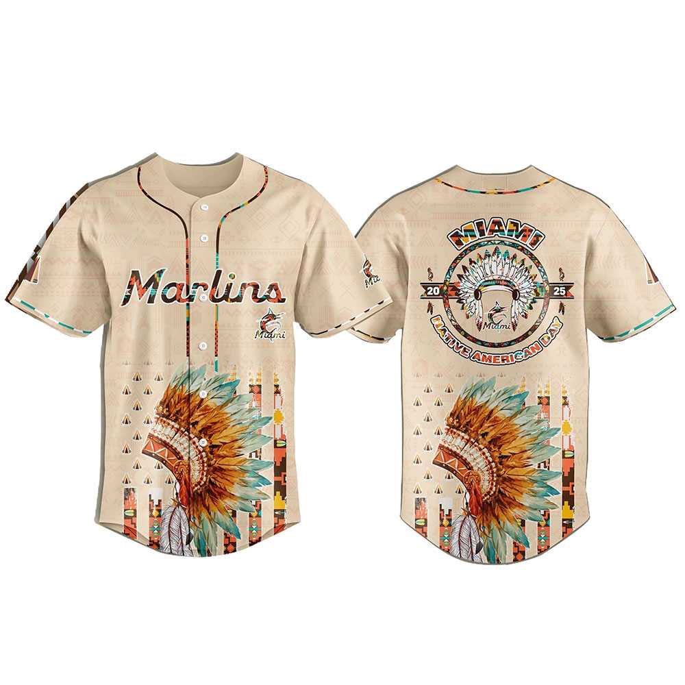 Miami Marlins Special Native American Day Baseball Jersey