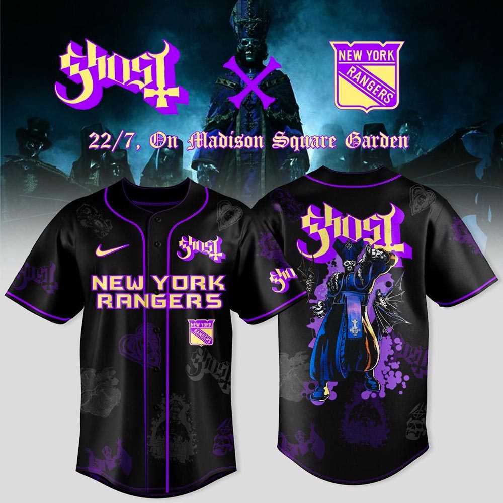 New York Rangers X Ghost Band World Tour 2025 Baseball Jersey