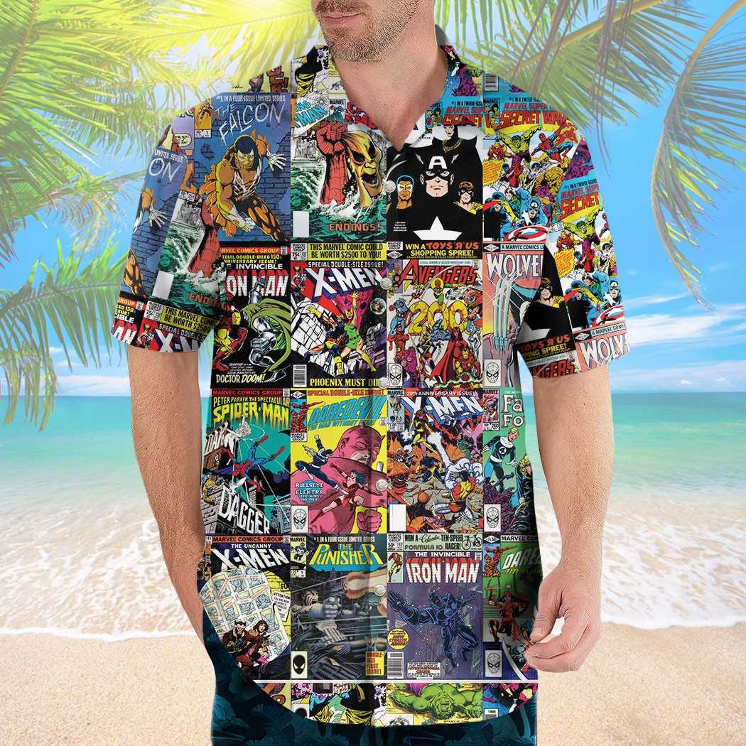 80s Marvel Avenger Comic Covers Hawaiian Shirt